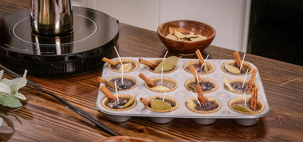 diy fire starters sitting on a wooden countertop