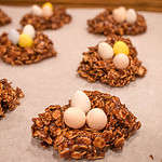 No bake sourdough cookies on a piece of parchment paper.