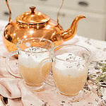 homemade London fog latte with frothy milk and dried lavender garnish