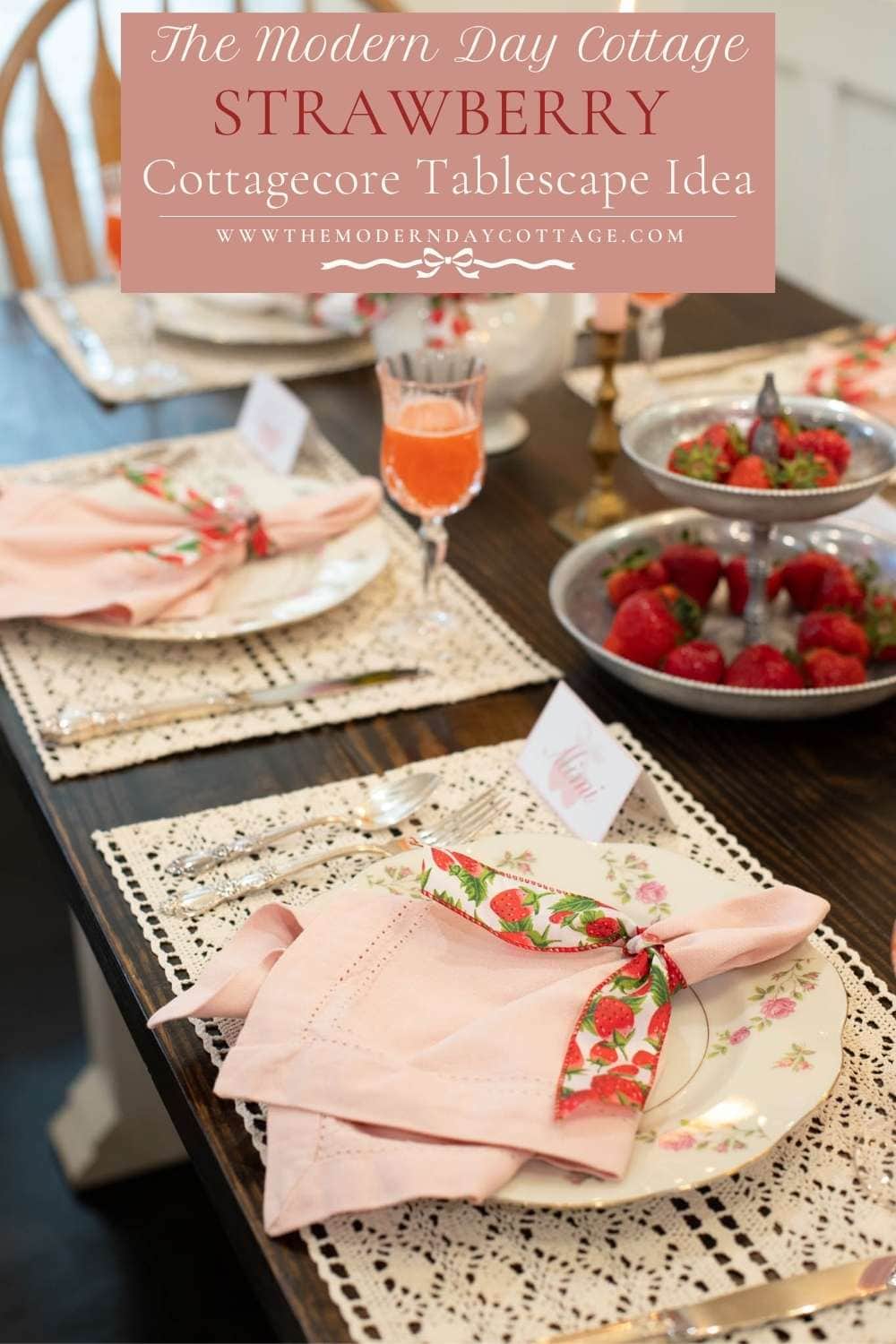 Strawberry Tablescape Ideas with Cottagecore Charm