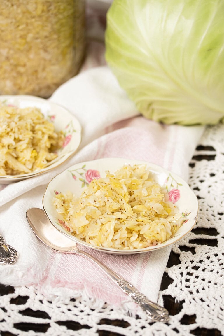 Homemade Sauerkraut in a Mason Jar